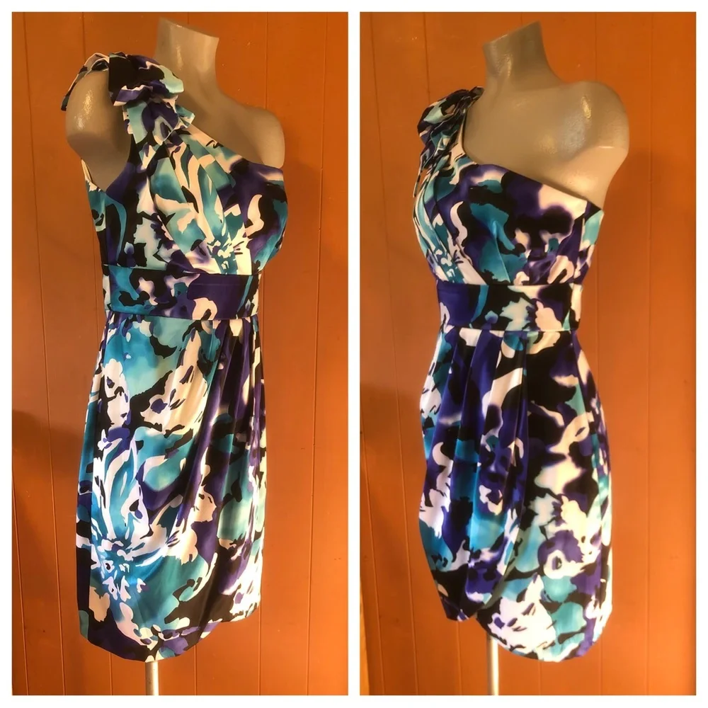 Bisou Bisou One Shoulder Floral Dress 10 - Picture 2 of 9